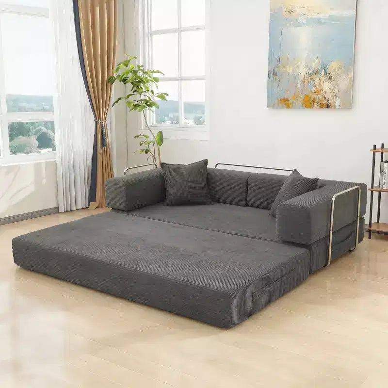 Dyonery 78.8 Boneless Futon Couch with Fixed-Shape Frame, 5-in-1 Folding Floor Sofa Bed, Convertible Modular Couch for Living Room, Corduroy