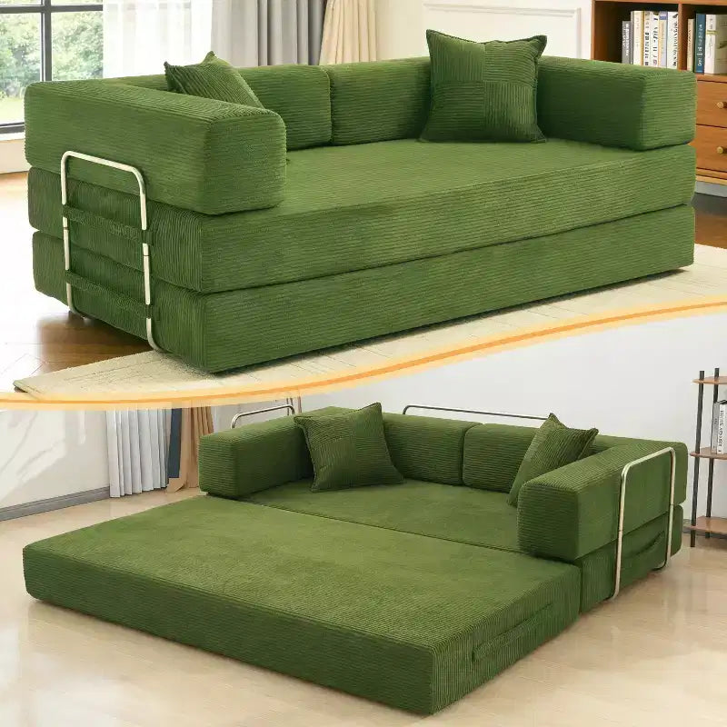 Dyonery 78.8 Boneless Futon Couch with Fixed-Shape Frame, 5-in-1 Folding Floor Sofa Bed, Convertible Modular Couch for Living Room, Corduroy