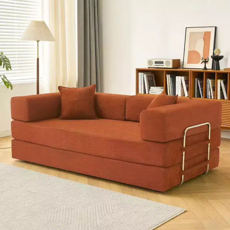 Dyonery 78.8 Boneless Futon Couch with Fixed-Shape Frame, 5-in-1 Folding Floor Sofa Bed, Convertible Modular Couch for Living Room, Corduroy