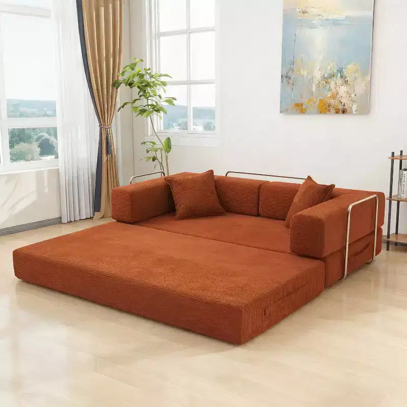 Dyonery 78.8 Boneless Futon Couch with Fixed-Shape Frame, 5-in-1 Folding Floor Sofa Bed, Convertible Modular Couch for Living Room, Corduroy