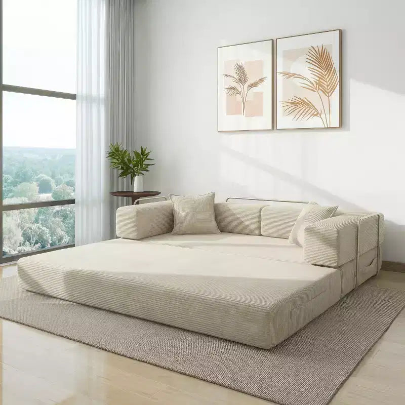 Dyonery 78.8 Boneless Futon Couch with Fixed-Shape Frame, 5-in-1 Folding Floor Sofa Bed, Convertible Modular Couch for Living Room, Corduroy