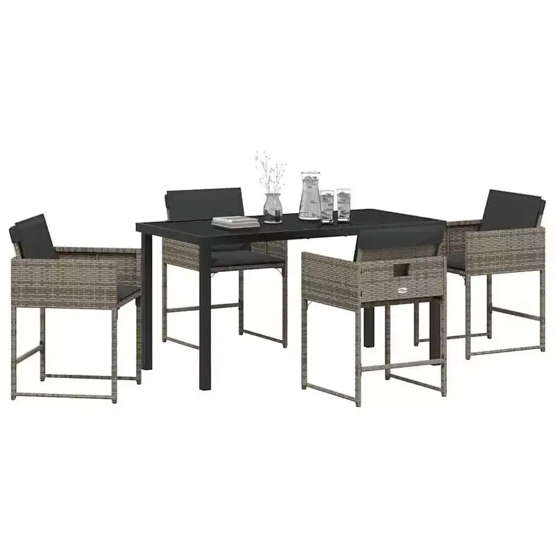 vidaXL Conjunto de comedor de jardín con cojín 5 pzas Ratán PE gris