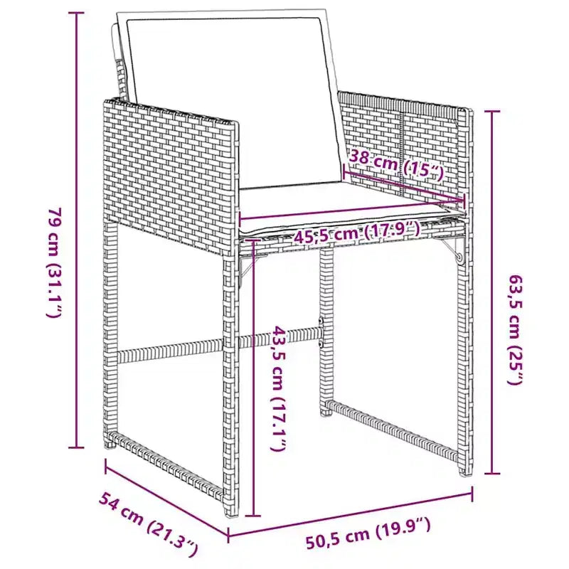 vidaXL Conjunto de comedor de jardín con cojín 5 pzas Ratán PE gris