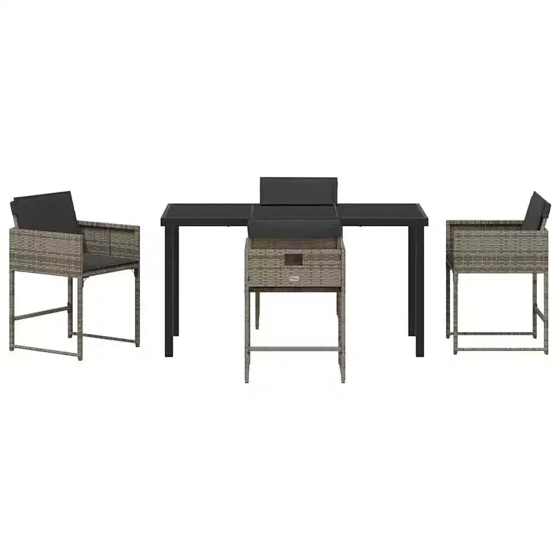 vidaXL Conjunto de comedor de jardín con cojín 5 pzas Ratán PE gris