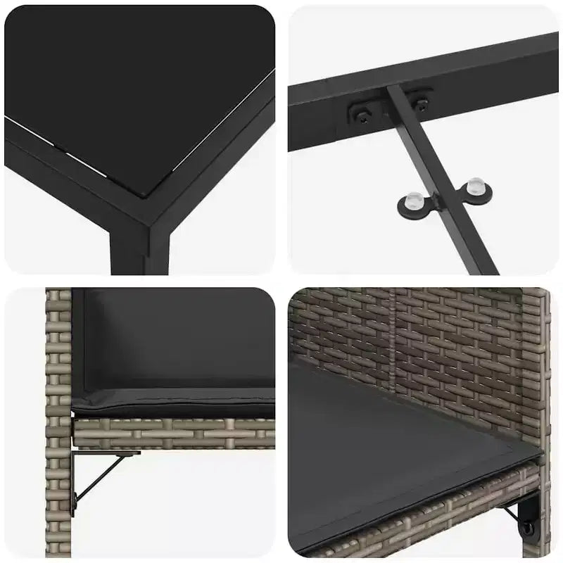 vidaXL Conjunto de comedor de jardín con cojín 5 pzas Ratán PE gris