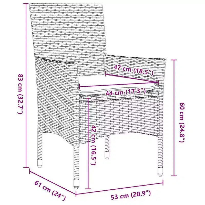 vidaXL Juego de Mesa y Sillas con Cojines 5 Piezas Ratán PE Marrón