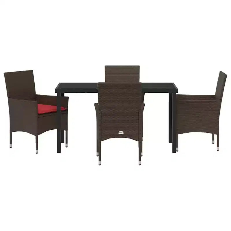 vidaXL Juego de Mesa y Sillas con Cojines 5 Piezas Ratán PE Marrón
