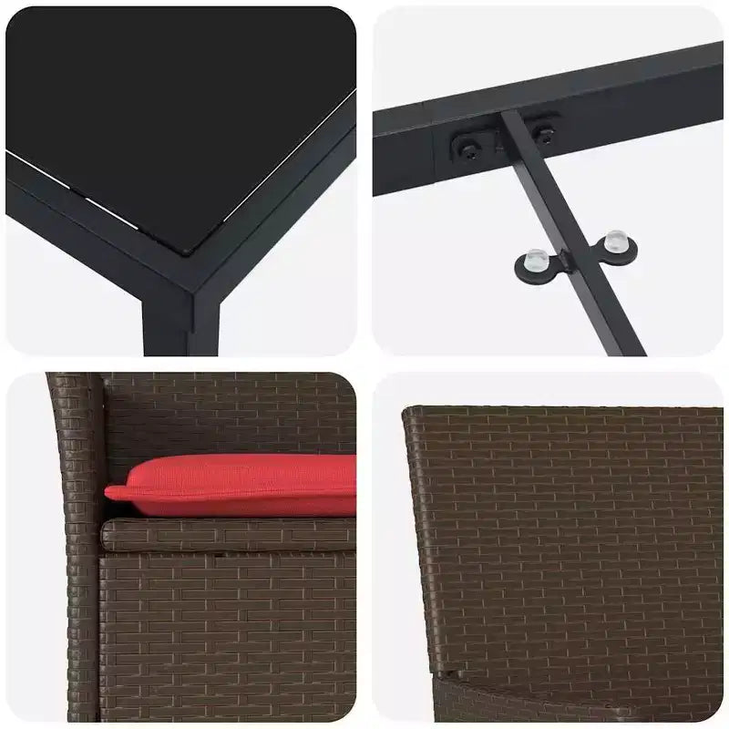 vidaXL Juego de Mesa y Sillas con Cojines 5 Piezas Ratán PE Marrón