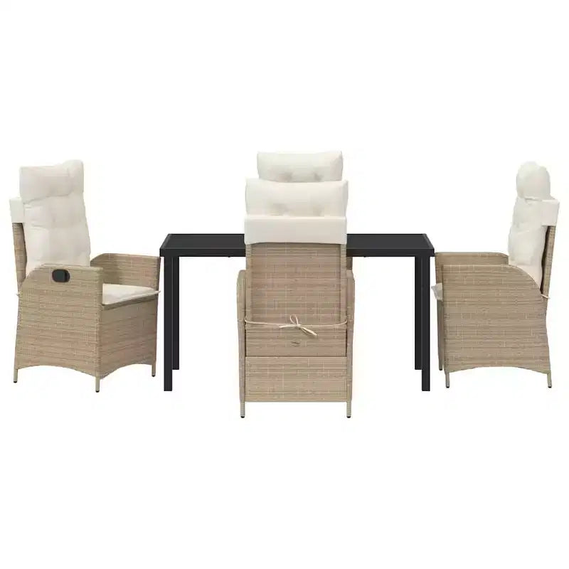 vidaXL Garden Dining Set with Cushion 5 pcs Beige Poly Rattan