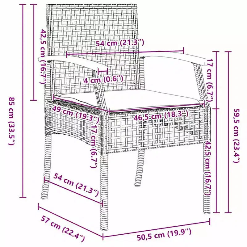 vidaXL Juego de Comedor de Jardín con Cojín 5 pzs Ratán Gris y Negro