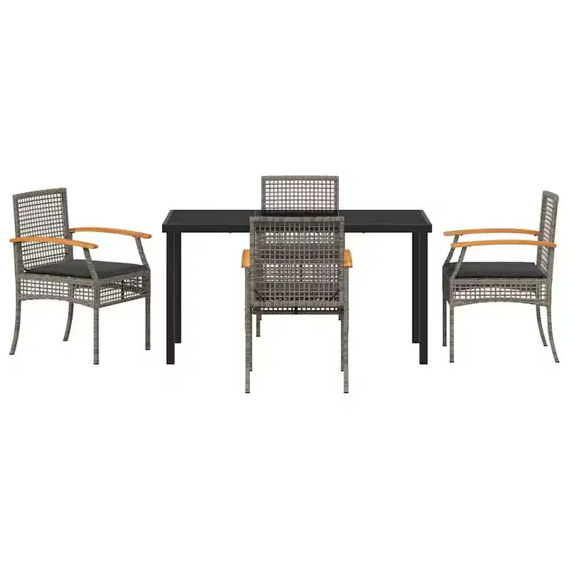 vidaXL Juego de Comedor de Jardín con Cojín 5 pzs Ratán Gris y Negro