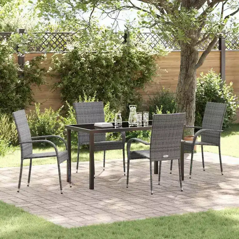 vidaXL Conjunto de Comedor de Jardín 5 Piezas Acero con Recubrimiento en Polvo Gris