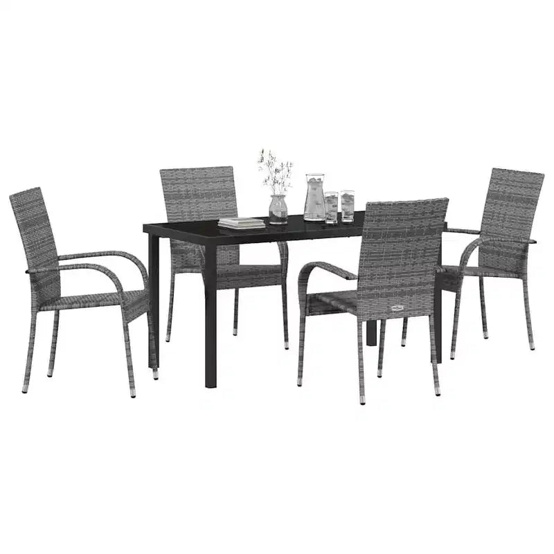 vidaXL Conjunto de Comedor de Jardín 5 Piezas Acero con Recubrimiento en Polvo Gris