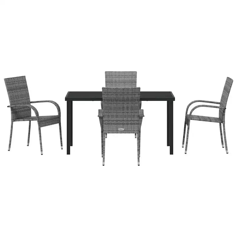 vidaXL Conjunto de Comedor de Jardín 5 Piezas Acero con Recubrimiento en Polvo Gris
