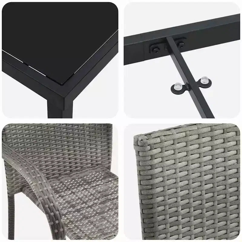 vidaXL Conjunto de Comedor de Jardín 5 Piezas Acero con Recubrimiento en Polvo Gris