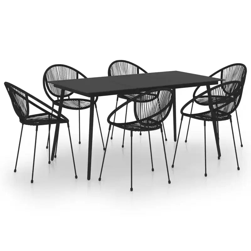 vidaXL 7 Piece Patio Dining Set PVC Rattan Black