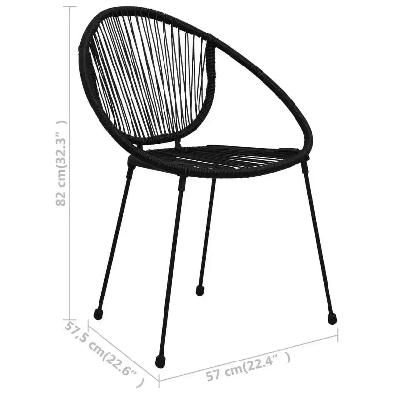 vidaXL 7 Piece Patio Dining Set PVC Rattan Black