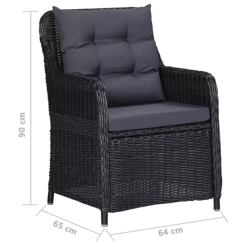 vidaXL Juego de comedor negro, gris oscuro