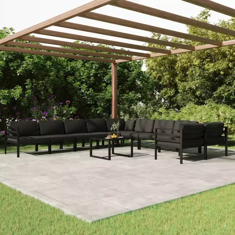 vidaXL Conjunto de Salón de Jardín de 11 Piezas con Cojines Aluminio Antracita