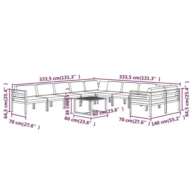 vidaXL Conjunto de Salón de Jardín de 11 Piezas con Cojines Aluminio Antracita