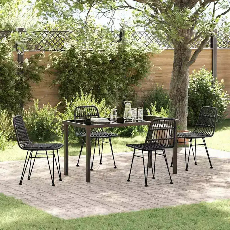vidaXL Juego de comedor de jardín 5 piezas de acero con recubrimiento en polvo negro
