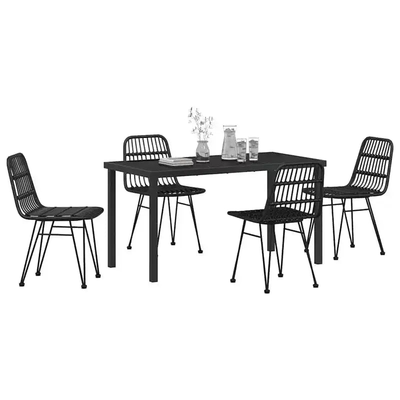 vidaXL Juego de comedor de jardín 5 piezas de acero con recubrimiento en polvo negro