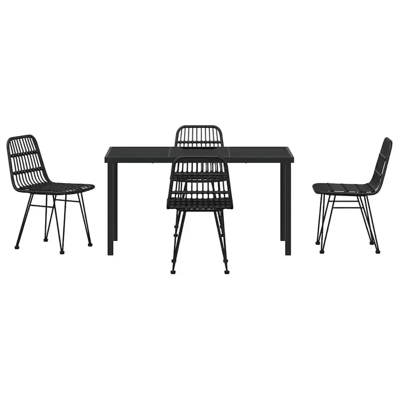 vidaXL Juego de comedor de jardín 5 piezas de acero con recubrimiento en polvo negro