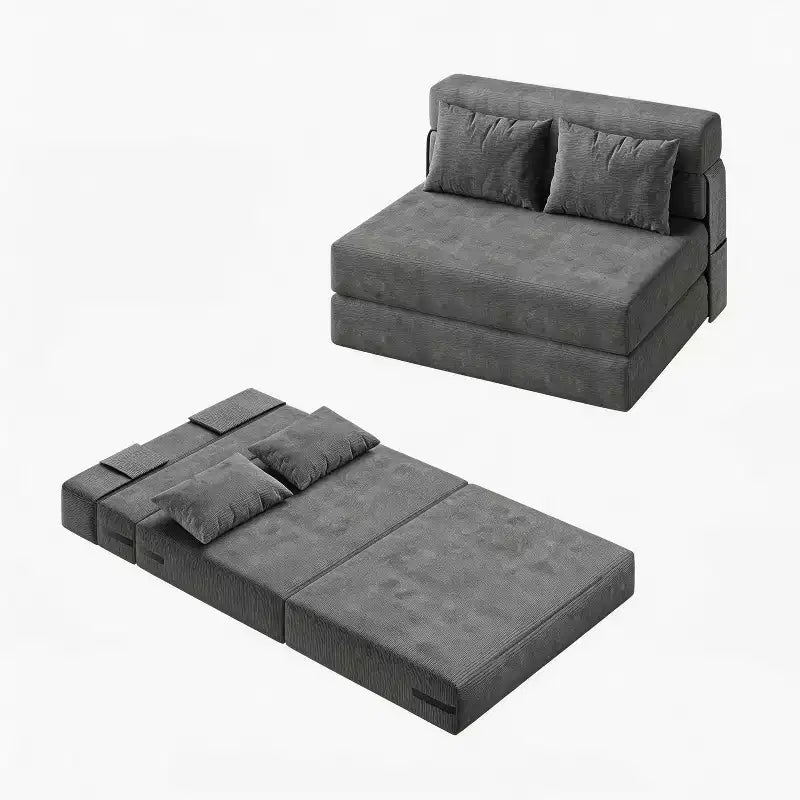 4-in-1 Folding Sofa Bed & Sleeper Chair w/ Pillow, 76 Convertible Fold Out Tufted Loveseat Couch, Floor Lounge Futon for Bedroom & Guest Room