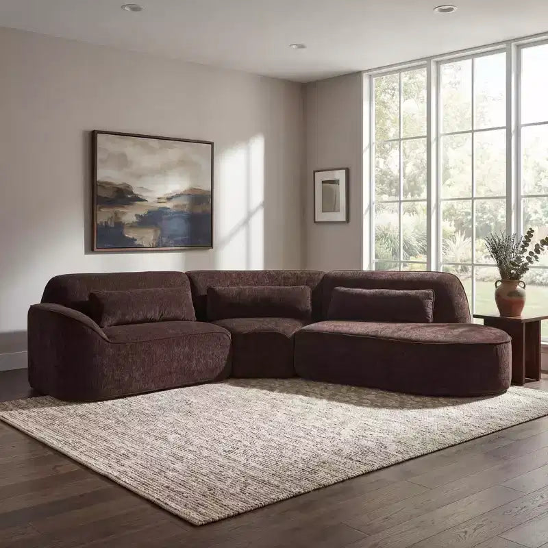 Christopher Knight Home Harmonie 123 Modern Curved Compressed 4-Seater Sectional Sofa with 3 Pillows