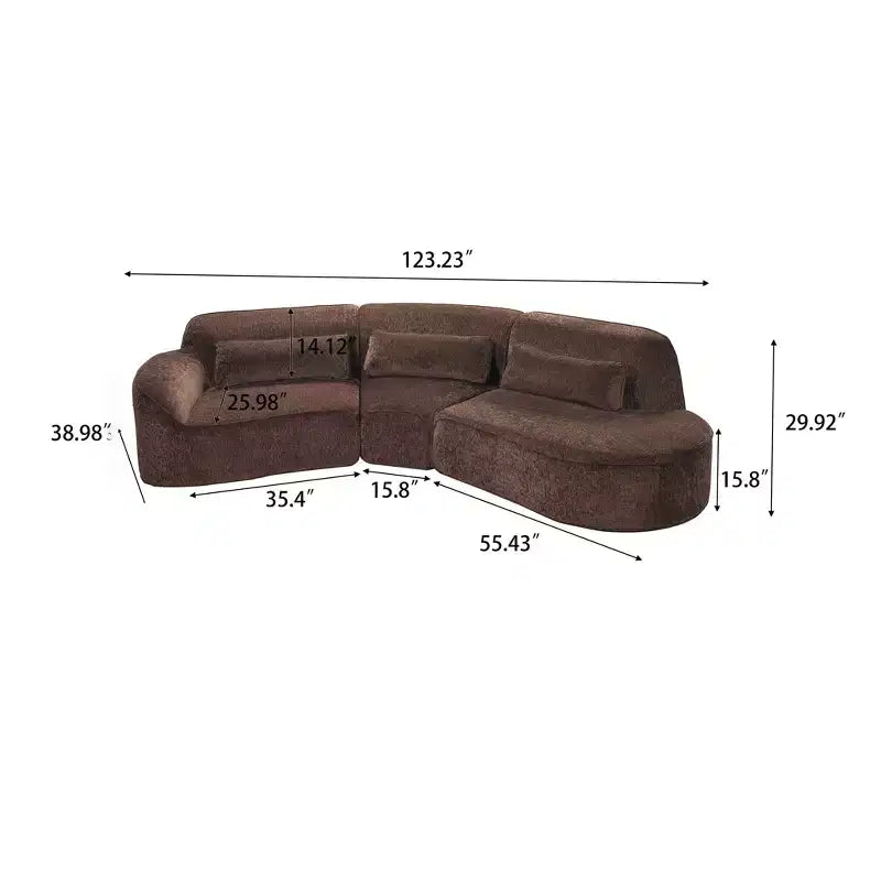 Christopher Knight Home Harmonie 123 Modern Curved Compressed 4-Seater Sectional Sofa with 3 Pillows