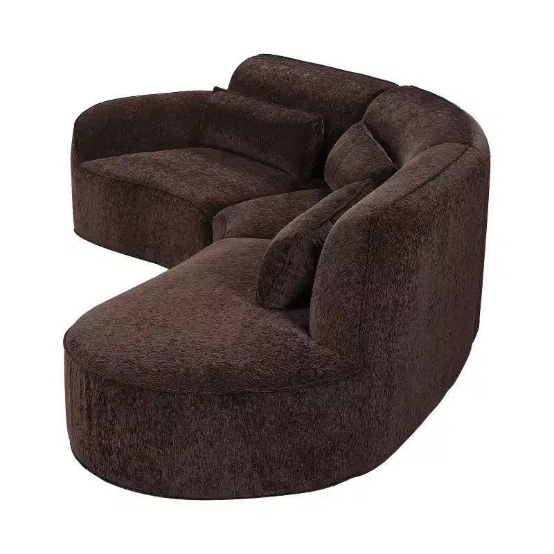 Christopher Knight Home Harmonie 123 Modern Curved Compressed 4-Seater Sectional Sofa with 3 Pillows