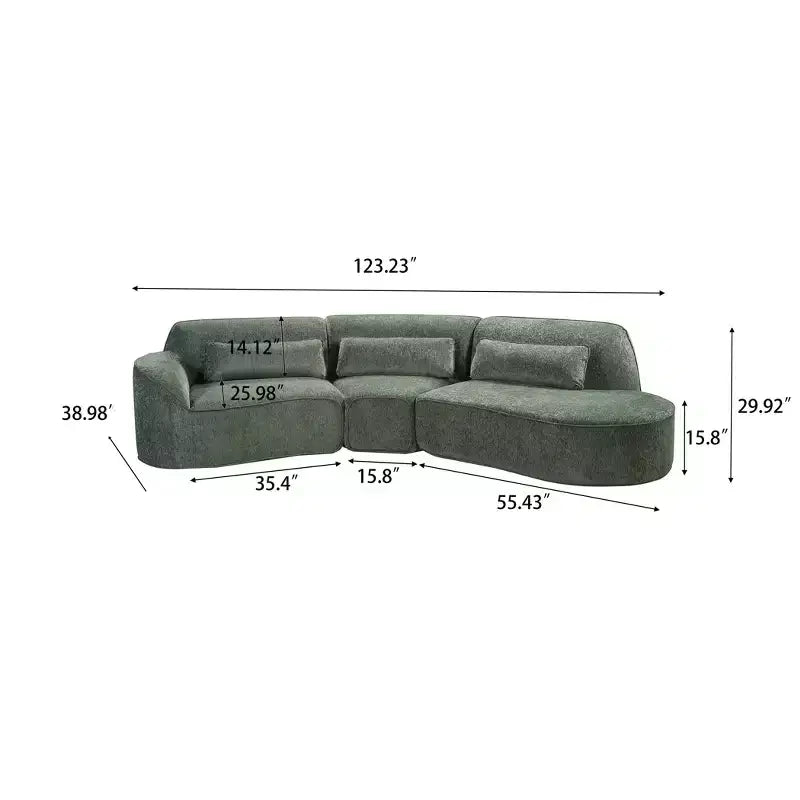 Christopher Knight Home Harmonie 123 Modern Curved Compressed 4-Seater Sectional Sofa with 3 Pillows