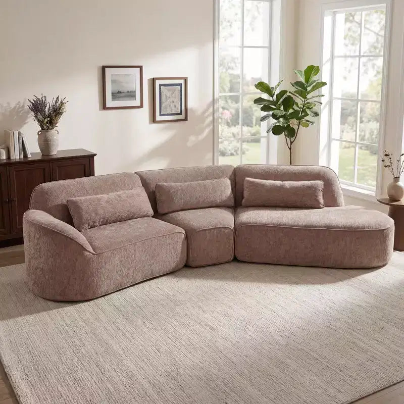 Christopher Knight Home Harmonie 123 Modern Curved Compressed 4-Seater Sectional Sofa with 3 Pillows