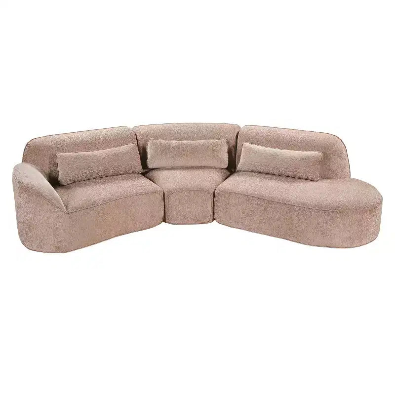 Christopher Knight Home Harmonie 123 Modern Curved Compressed 4-Seater Sectional Sofa with 3 Pillows