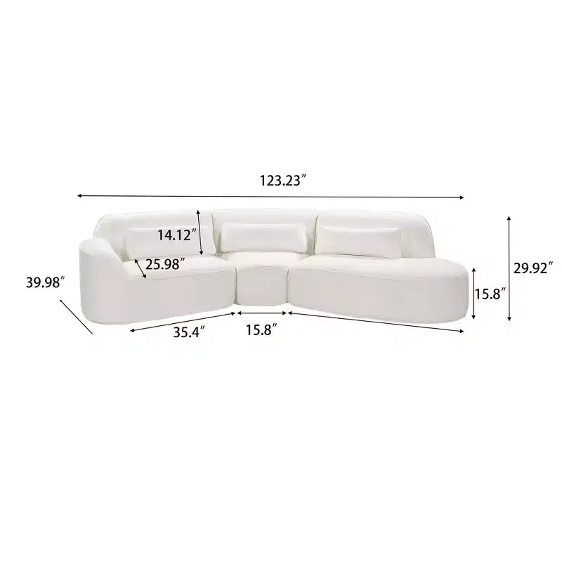 Christopher Knight Home Harmonie 123 Modern Curved Compressed 4-Seater Sectional Sofa with 3 Pillows