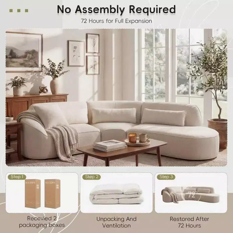 Christopher Knight Home Harmonie 123 Modern Curved Compressed 4-Seater Sectional Sofa with 3 Pillows