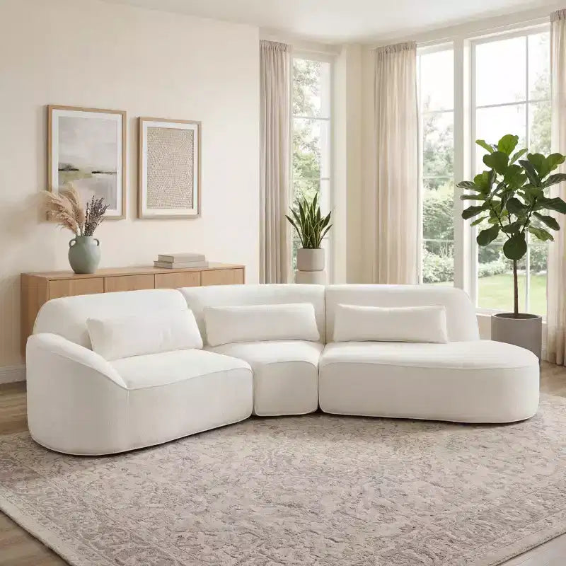 Christopher Knight Home Harmonie 123 Modern Curved Compressed 4-Seater Sectional Sofa with 3 Pillows