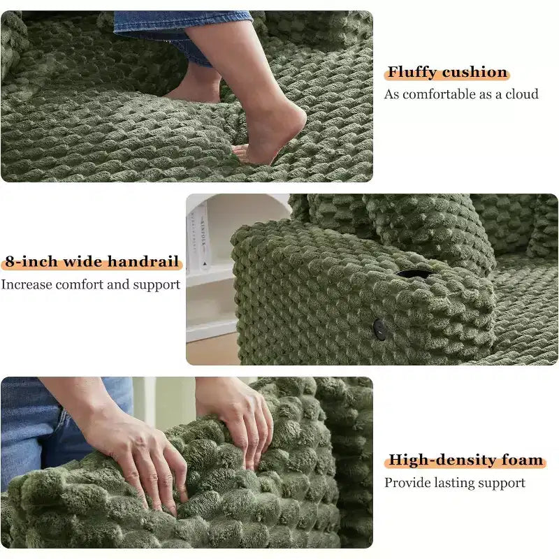 60 Inch Oversized Indoor Chaise Lounge, Upholstered Sleeper Sofa with Pillows & Armrests, Cozy Reading Chair for Living Room Bedroom, Green
