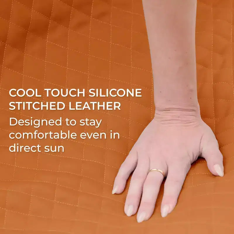 Juego de muebles de patio Big Joe Solvana para exteriores, sofá de cuero cosido con silicona Cool Touch resistente a la intemperie, seccional de 3 piezas, color miel arena