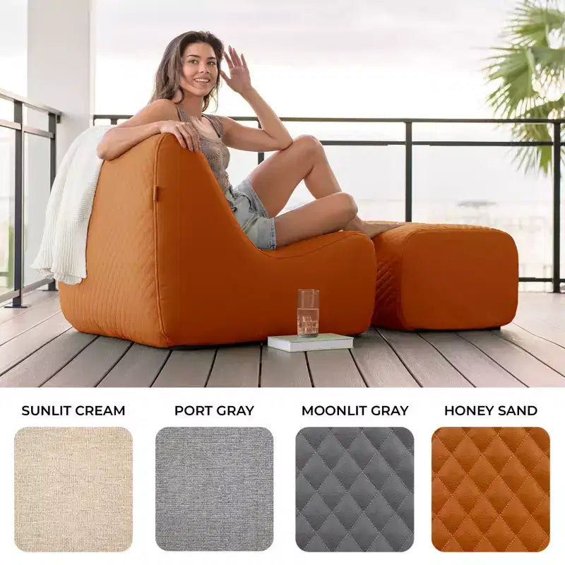 Juego de muebles de patio Big Joe Solvana para exteriores, sofá de cuero cosido con silicona Cool Touch resistente a la intemperie, seccional de 3 piezas, color miel arena