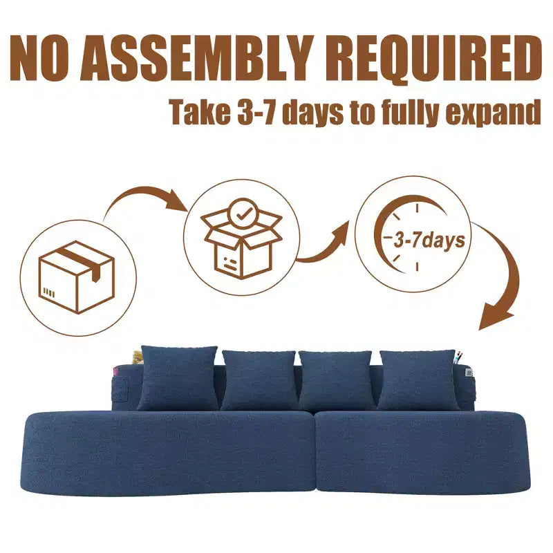 Curved Modular Sectional Sofa, 3 Seat Sofa with Cup Holders, Side Pocket & 4 Pillows for Living Room, Office, Apartment - ModernLuxe
