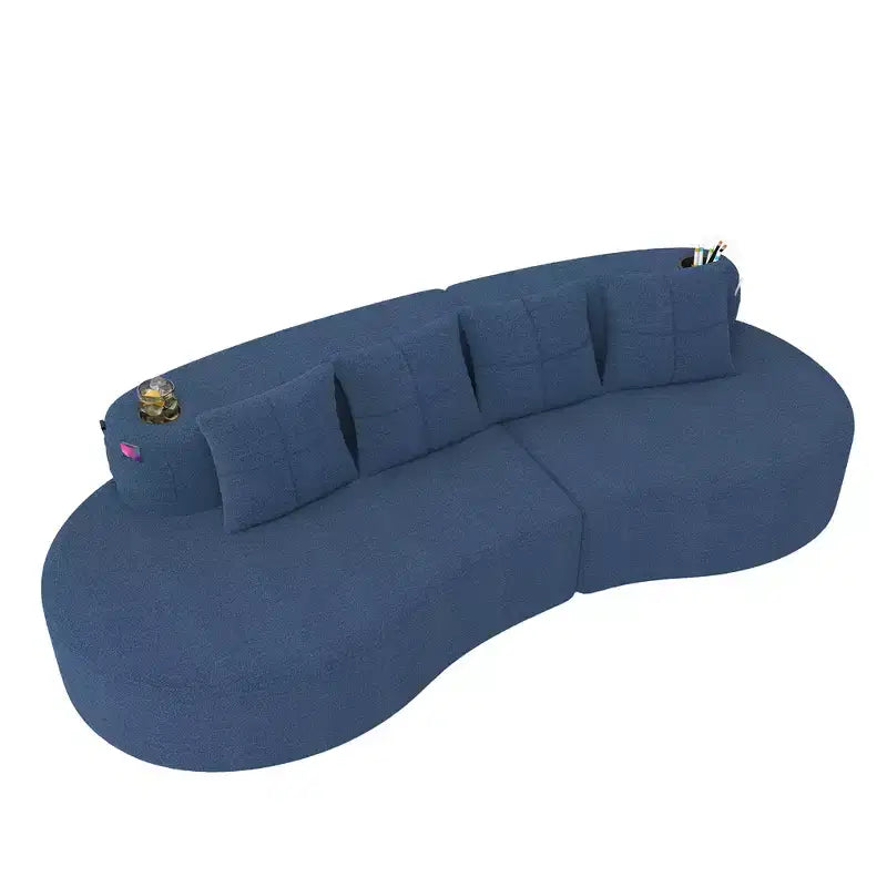 Curved Modular Sectional Sofa, 3 Seat Sofa with Cup Holders, Side Pocket & 4 Pillows for Living Room, Office, Apartment - ModernLuxe