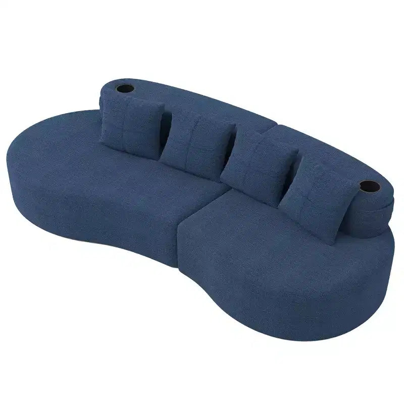 Curved Modular Sectional Sofa, 3 Seat Sofa with Cup Holders, Side Pocket & 4 Pillows for Living Room, Office, Apartment - ModernLuxe