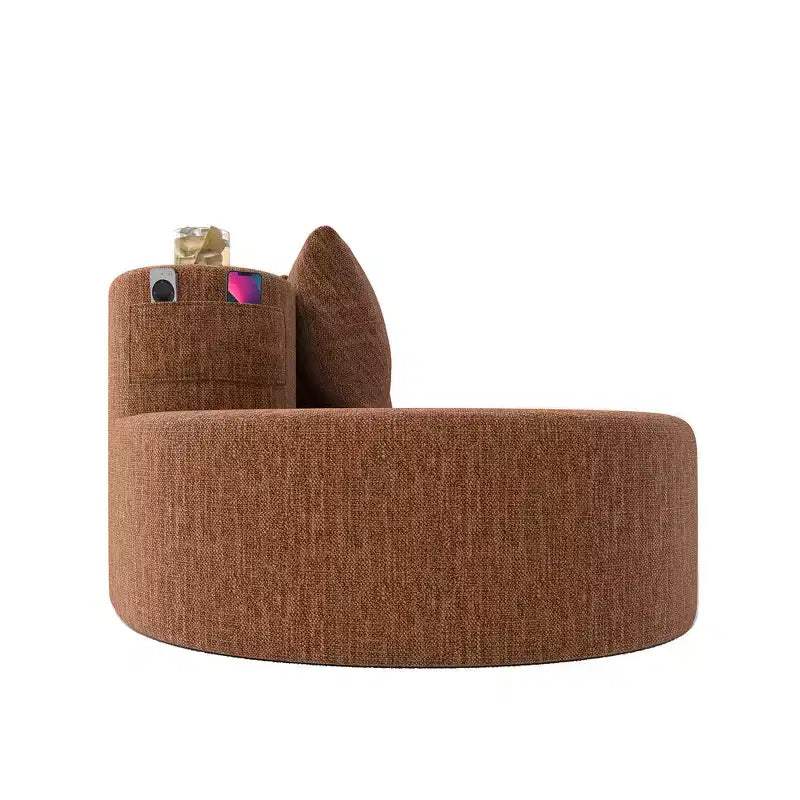 Curved Modular Sectional Sofa, 3 Seat Sofa with Cup Holders, Side Pocket & 4 Pillows for Living Room, Office, Apartment - ModernLuxe
