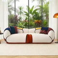 Dyonery 104 Curved Sectional Sofa, No Assembly Floor Lounge Couch with Deep Seat, Thick Cushion, Schneir Fabric