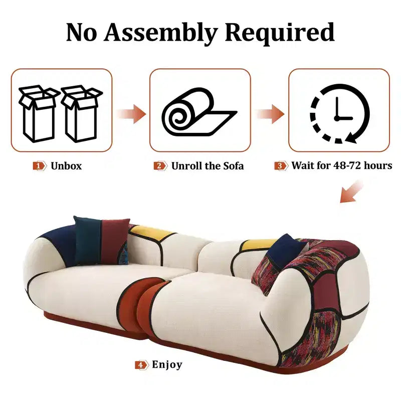 Dyonery 104 Curved Sectional Sofa, No Assembly Floor Lounge Couch with Deep Seat, Thick Cushion, Schneir Fabric