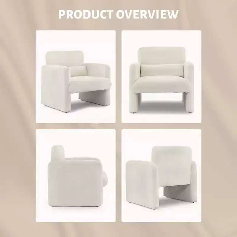 Modern Accent Chair with Arms, Soft Chenille Upholstered Single Sofa, Comfortable Reading Lounge Chair with Waist Pillow for Living Room, Bedroom