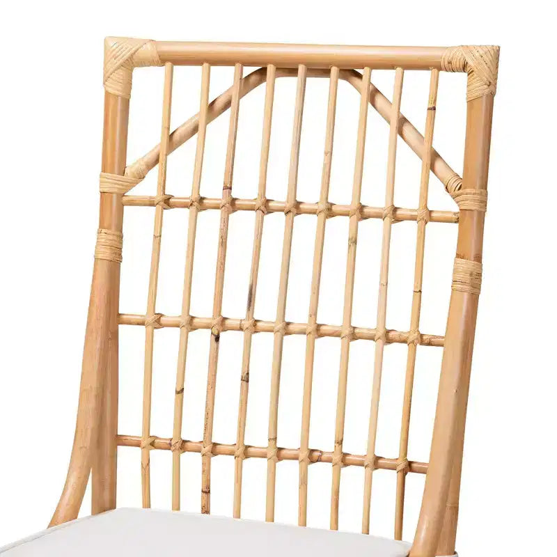 Silla de comedor de ratán tapizada en tela, blanco/natural, estilo bohemio, no requiere montaje