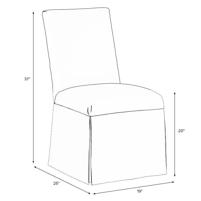 Silla de comedor con funda faldón, sarga blanca, estructura de madera de caucho, capacidad de 113 kg