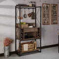 Estantería de Panadero Rústica, Roble Reciclado, Estilo Industrial, 3 Estantes, Marco Metálico, 67"H